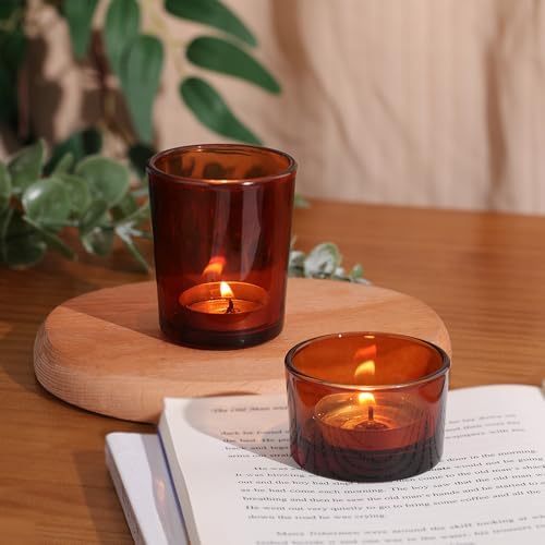 36pcs Assorted Amber Votive Candle Holders for Fall Decor, Amber Glass Candle Holder for Wedding Table Centerpiece, Tealight Candle Holder for Party, Thankgiving and Christmas Decorations - Image 3