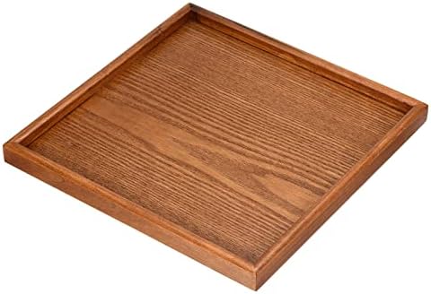 PATIKIL Wood Serving Tray 11.8 Inch, Square Decorative Platter for Home Decor Kitchen Table Candle Holder, Brown by PATIKIL