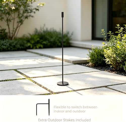 1Pc Tall Adjustable Black Floor Candle Holder with Ground Stake,51 Inches - Image 2