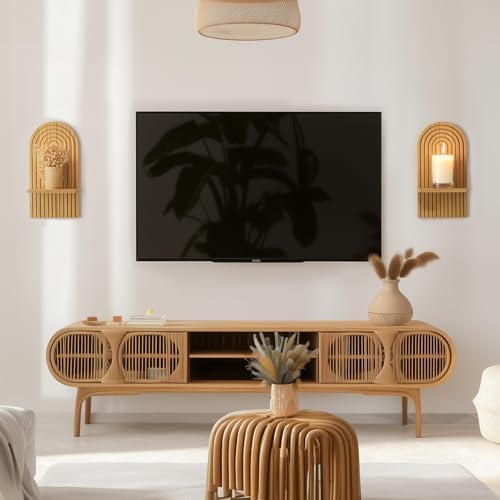 Boho Wall Decor Set of Two: Wood Wall Candle Holder - Image 4