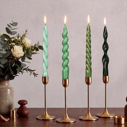 Nuanchu 4 Pcs Twisted Taper Candles,7.87 Inch,Pure,Sage Green2 by Nuanchu