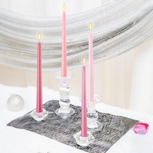 MTLEE 16 Pcs 10 Inch Long Taper Candle Stick Smokeless, Gradient Pink - Image 3