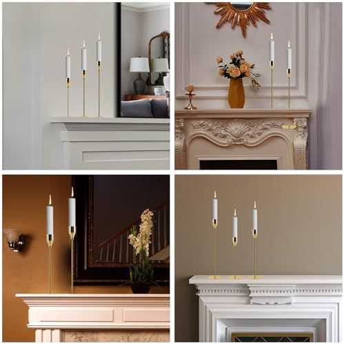 Gold Candle Holders Set of 6, Metal Taper Candle Holders, Tall Gold Candlestick Holders, Fits 2.2cm Thick Candle&Led Candles, for Table Centerpiece, Mantels, Weddings, Dining, Party - Image 7