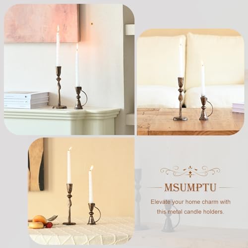 Candle Sticks Holder Decor, Set of 2 Vintage Autumn Copper Candle Holders, Modern Decorative Tapered Candlestick Holders Centerpiece for Dining Table Centerpiece, Wedding, Party Decor - Image 5