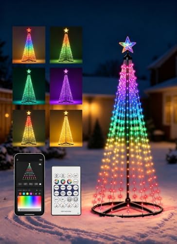 oneup 6FT Christmas Cone Tree Light, Smart RGB Light with App & Remote by Bathroommirrorwithlights