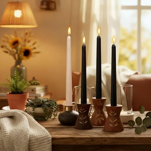 10 Inch Gradient Brown Taper Candles Hand Poured Smokeless Chocolate Coffee Scented Long Tapered Candles for Morning Coffee Ritual Breakfast Table Kitchen Island Café Atmosphere - Image 2