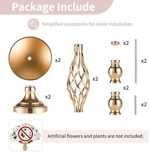 NUPTIO Gold Centerpiece Stand for Table, Twist Style, 20.5" Tall, 2 Pcs - Image 6