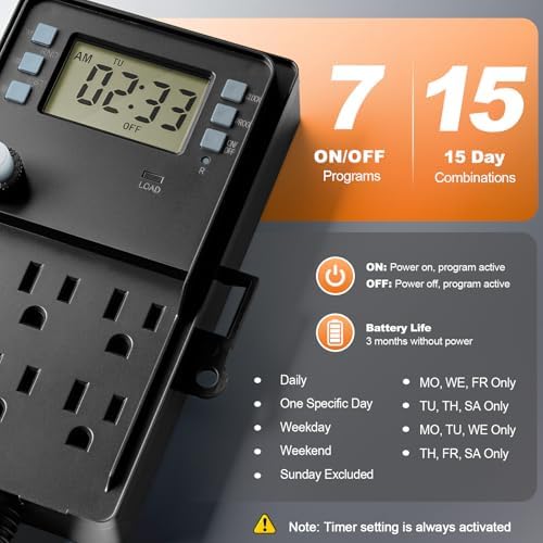 Outdoor Power Stake Waterproof, 7-Day Programmable Digital Timer - Image 2