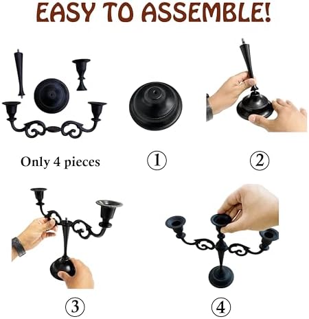 Rely+ 3 Arm Candelabra - 10 Inch Tall Matte Black Tapered Candle Holder - Elegant Candle Stands and Candlesticks Holders for Home Decor - Fits 3/4-Inch-Thick Candles - Image 6
