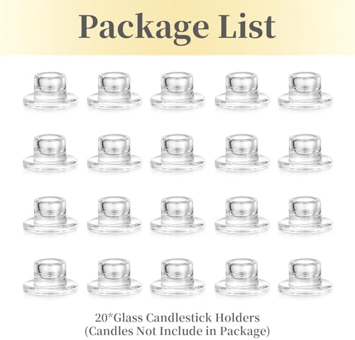 Hewory Glass Taper Candle Holders Bulk, 20 PCS Clear Candlestick Holders - Image 7