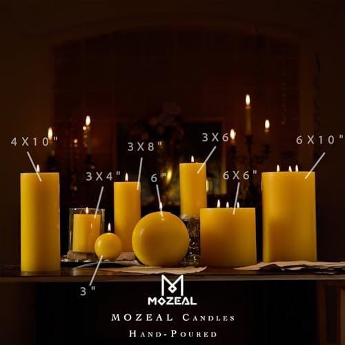 MOZEAL Hand-Poured, 3 Inch Yellow Round Ball Candles - Elegant Yellow Round Pillar Candles Set of 3, Dripless, Unscented, Smokeless, Ideal for Spring and Summer Parties. - Image 5
