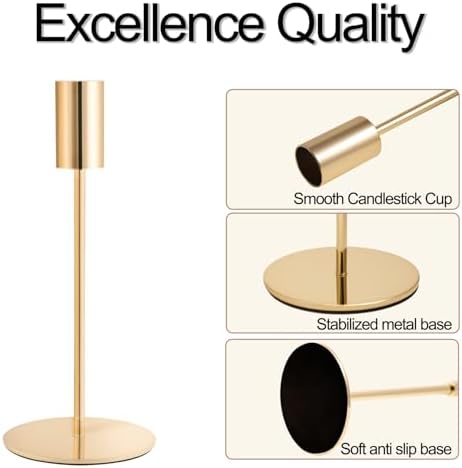 Gold Candlestick Holders Bulk, Taper Candle Holders 15Pcs, 3 Heights - Image 3