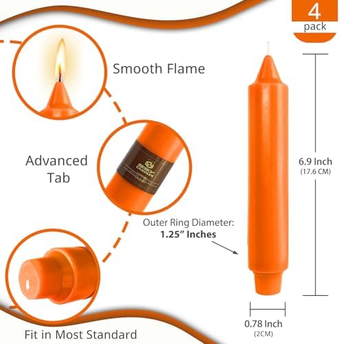 NJAO HOO Halloween Candlesticks Orange Short Taper Candle 7 Inch Unscented Dripless Tapered Candle Set for Home Dinner Fall Decor Party, 4 Pack - Image 3