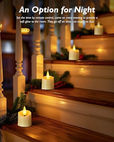 Homemory 12 Pack Remote Timer LED Flameless Votive Candles, Ivory Shell - Image 6