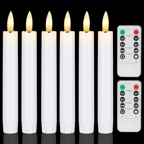 Battery Operated Flameless Taper Candles With Remote, White LED Candles by AFINETH
