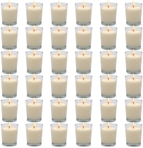 36 Pack White Unscented Glass Votive Candle Bulk by Unknown