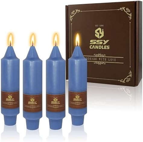 NJAO HOO Dark Blue Short Taper Candle 5 Inch Candlesticks Unscented Dripless Tapered Candle Set for Home Decor Wedding Party Dinner Candles, 4 Pack by NJAOHOO