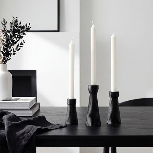 Mumufy 6 Pcs Black Taper Candle Holder Candlesticks, Ceramic Candle Stick - Image 4
