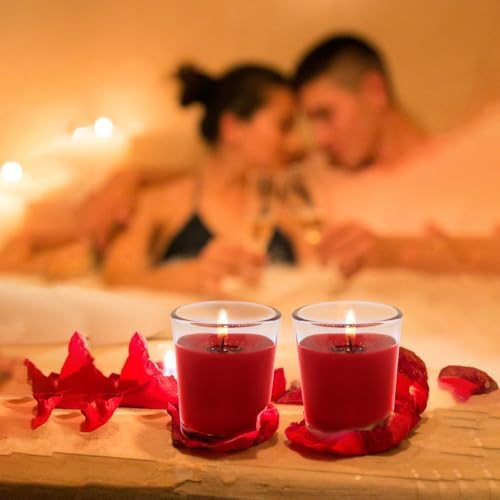 20 Packs Unscented Red Colored Votive Candles in Glass, Small 2 Inch Natural Soy Wax Non-Toxic Clean Burning Candles for Wedding Table Home Spa Holidays Party - Image 5
