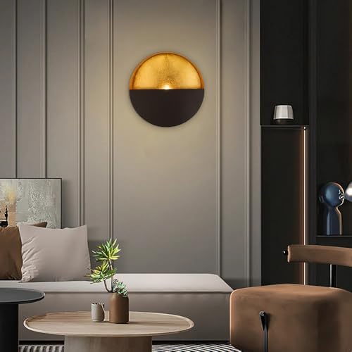 Luxury Metal Wall Candle Sconces – Large Handcrafted Wall-Mounted Tealight Candle Holders with Gold Leaf Interior – Modern & Rustic Home Décor for Living Room, Hallway – 11.8" Black Single Piece - Image 4