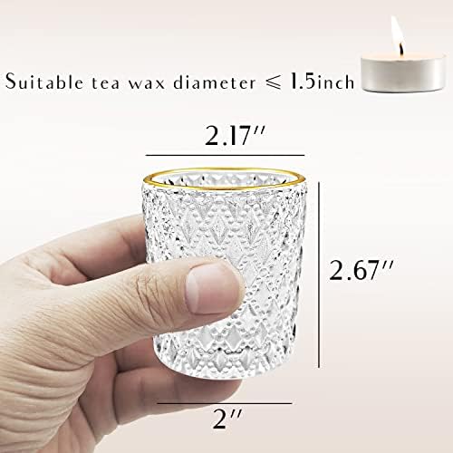 SHMILMH Clear Votive Candle Holders, Glass Tealight Candle Holders Bulk with Rim for Wedding Table Centerpiece Birthday Party Thanksgiving Decor, Set of 12 - Image 2