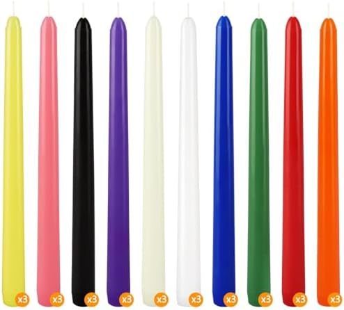 30-Pack 10-Color Taper Candles - 10 Inch Dripless & 10-Hour Burn｜Wedding/Birthday/Home Decor with Premium Wax - Image 4