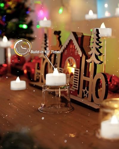 BEICHI 24Pack Battery Operated Tea Lights with Timer, 6H Timer Built-in - Image 2