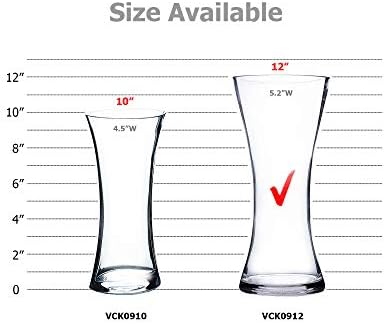 WGV Unique Bouquet Vase, 5" W, 12" H, Clear Glass Tall Floral with Flared Oval Opening, Centerpiece, Home Wedding Event Decor, 1 Piece (VCK0912) - Image 3