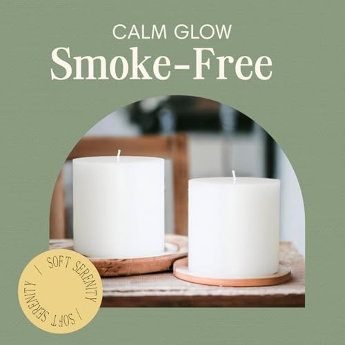 Mister Candle 4" x 4" White Pillar Candles Set of 2 – Unscented, Smokeless, Dripless Handmade Paraffin Wax Candles – Long 80 Hour Burn Time – Decorative Centerpiece & Home Decor Candle Set - Image 4