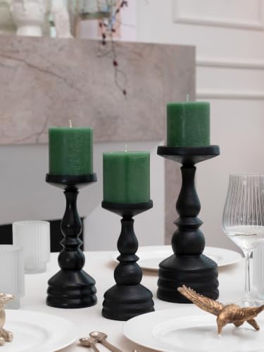 CANDWAX 3x3 Inch Grass Green Pillar Candles Set of 3 - Rustic Unscented No Drip Grass Green Candles for Special Occasions, Weddings, Centerpieces, Home Décor, Party Decorations - Image 6