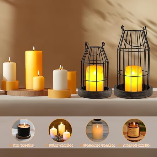 Farmhouse Lantern Decor Rustic Home Decor Lantern with Flameless Candles - Image 4