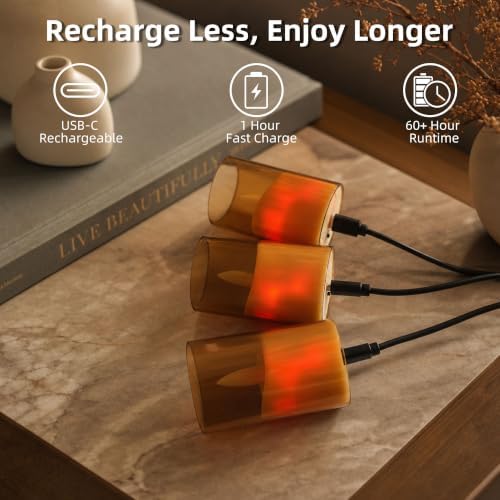 Rechargeable Flameless Tea Lights with Remote & Timer, Warm Flickering LED Votive Candles for Cozy Table Decor, Holidays, Weddings, Game Day & Everyday Home Ambience (Set of 6, Amber) - Image 3