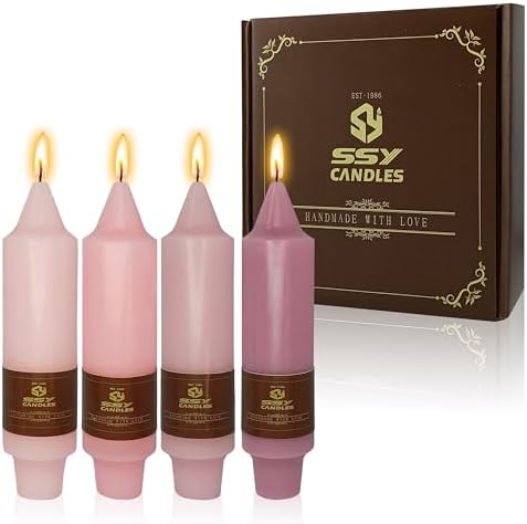 4 PCS Taper Candles Gradient Pink Taper Candlesticks 5 inch Short Candle Sticks for Dinner Household Wedding Party Home Décor Candlesticks by XINAOBAOLUO