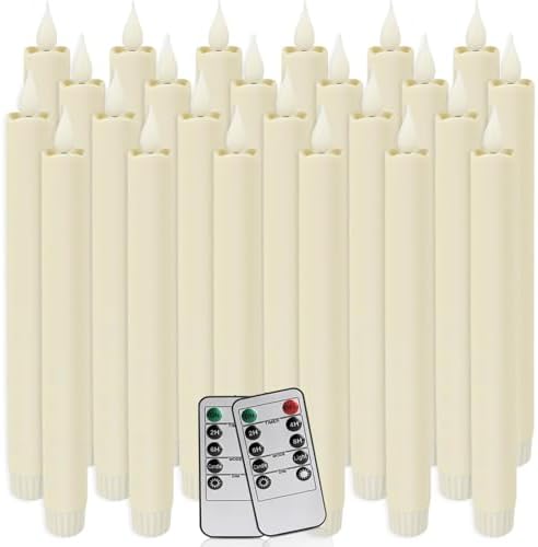 24-Pack Flameless Taper Candles, 9.25 Inch Battery Operated LED Candlesticks with Remote & Timer - Realistic Flickering Flame, Warm Ivory, Safe Smokeless for Wedding Christmas Church Party Home Decor - Image 2