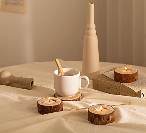 Lawei 20 Pack Wooden Tealight Candle Holder, Wood Votive Tealight Holder Tealight Candlestick for Wedding Party Birthday Holiday Decoration - Image 4
