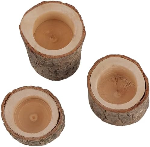 FUNSUEI 18 PCS Wooden Tea Light Candle Holders, Rustic Wood Votive Log Candle Holders, Rustic Wood Votive Candle Holder for Table Decoration, 3 Sizes - Image 5