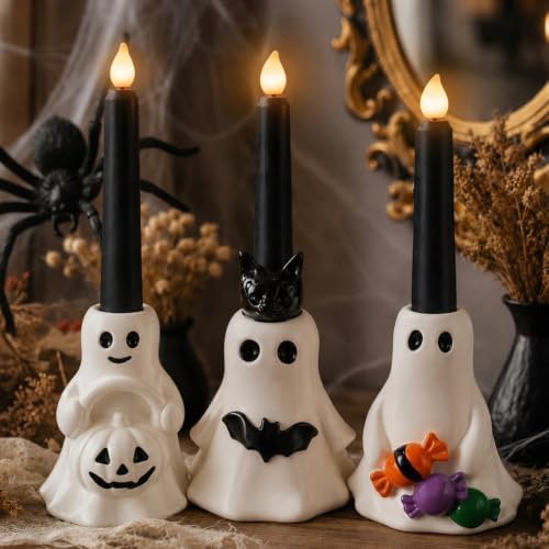 Havawish 3 Pcs Halloween Ghost Candlestick Holder Cute Ghost Candle Holder - Image 5