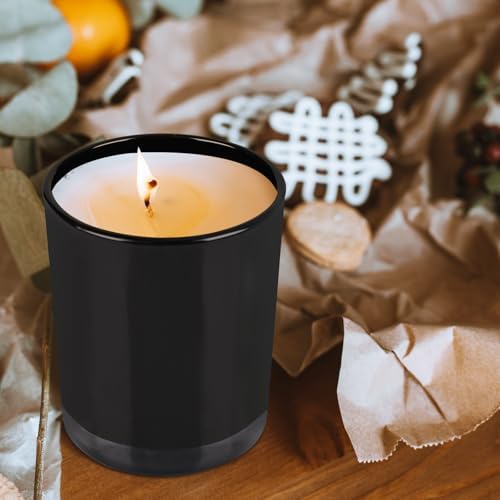 SHOWIN 10 OZ Thick Candle Jars for Making Candles 15 Pcs, Empty Jars with Wood Lids for Candle Making, Sample Container, Inner Black - Image 5