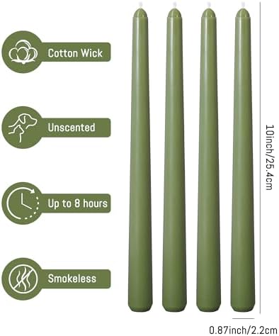 Viyffo Taper Candles, 10 Inch, 20 Pack, Olive Glow – Unscented - Image 6