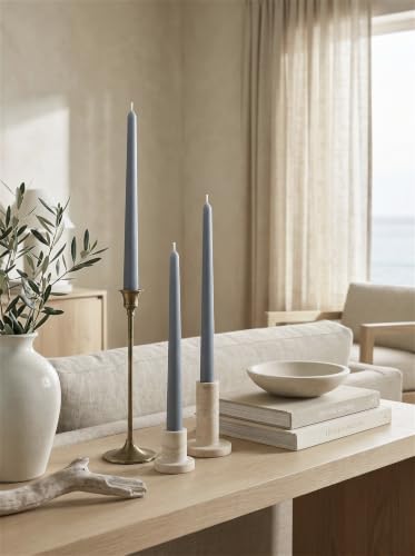 12PK 10" Classic Taper Candles, Dusty Blue, 7-8 Hours Long Burning, Unscented Tall Candlesticks - Image 7