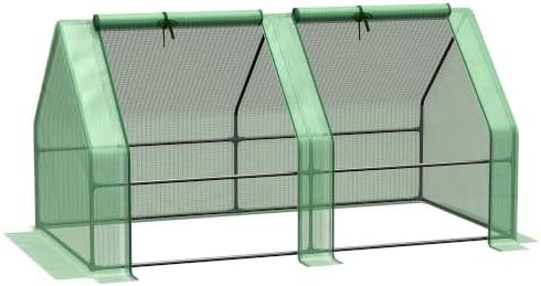 Outsunny 5.9' x 3' x 3' Mini Greenhouse Portable with Zippered Doors Green by Outsunny