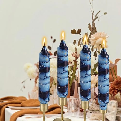 7 inch Short Candle Rustic Taper Candles Printed Candlestick Handmade Unscented Taper Candle 4 pcs Smokeless Tapered Candles for Home Dinner Wedding Holiday - Image 6