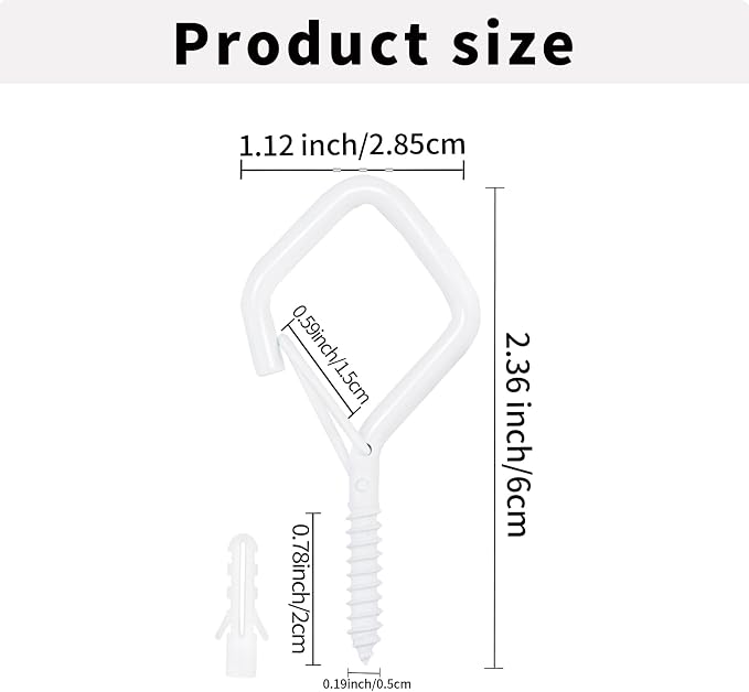 20PCS Eye Screw Hooks for Hanging Heavy Duty with Safety Buckle.Metal Ceiling Hooks for Hanging Plants,Cup,Wind Chime,Bird Feeders,String Lights at Indoor&Outdoor,2.36 Inch（No Drill Bit