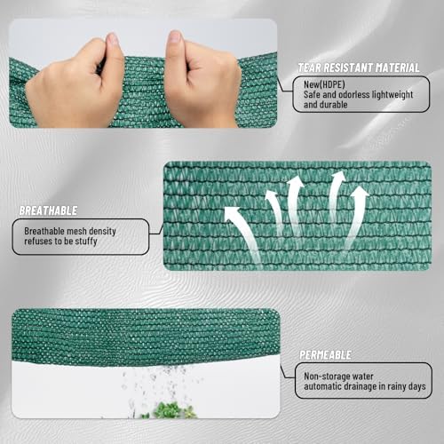 Sun Shade Cloth with Grommets for Garden, 90% 20x20ft, Dark Green - Image 6
