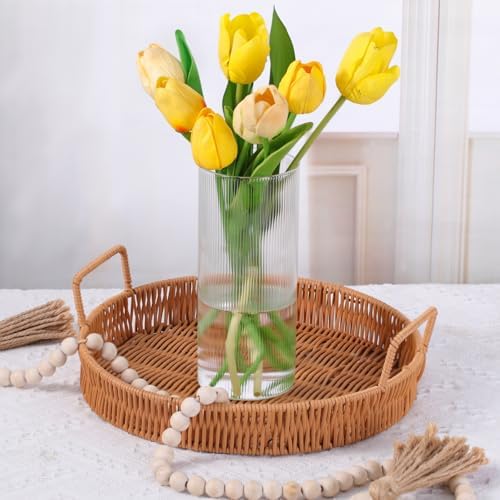 8 Inch Clear Glass Ribbed Cylinder Vases for Centerpieces, Pack of 3 - Image 6