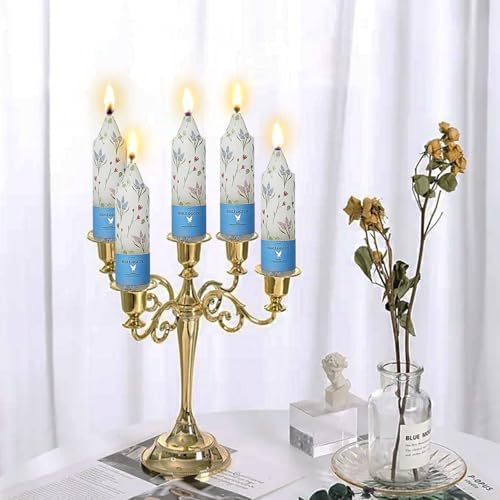 Print Taper Candles - Mixed Floral Print Short Candle 5Inch Unscented Flower Tapered Candlesticks for Family Gatherings Weddings Restaurant Holiday Decorations Set of 4 - Image 5