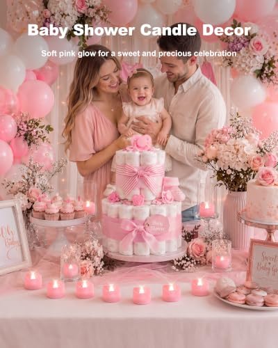 Homemory 24-Pack Pink Flameless Battery Tea Light Candles, 200+ Hours - Image 3