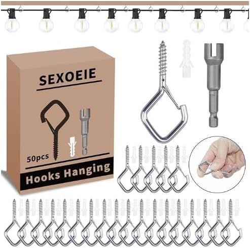 65 PCS 304 Stainless Steel Eye Screw Hooks for Hanging Heavy Duty.Ceiling Hooks for Hanging Plants,Cup,Wind Chime,Bird Feeders, String Lights at Indoor&Outdoor