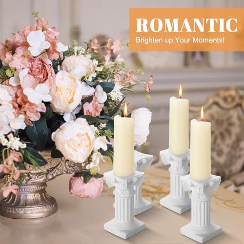 Reallnaive 10 Pcs Roman Pillar Candle Holders Mini Greek Columns Roman Pillar Candle Stands Resin Candlestick Rack Miniature Figurine Base Stigma Decoration for Wedding Christmas Table Decor - Image 5