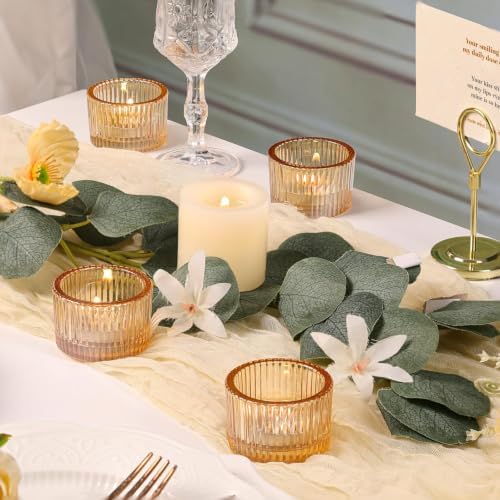4 Pack Tealight Gold Candle Holders, Votive Tea Light Candle Holder Glass - Image 6